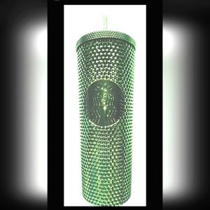 STARBUCKS 2023 Holiday GREEN BLING STUDDED Venti 24oz Tumbler Cold Cup - NWT